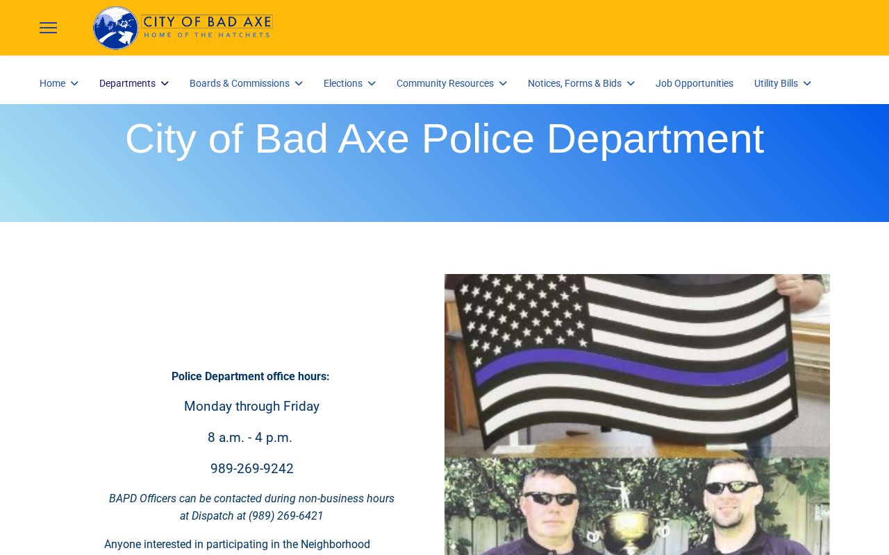 Bad Axe Police Department official contact and records webpage