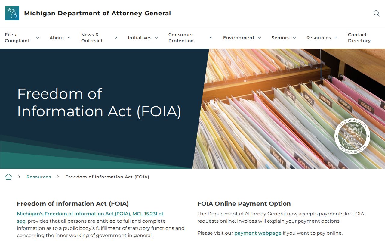 Michigan FOIA information for requesting Huron County arrest records